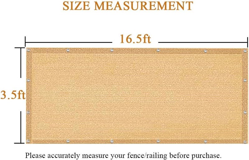 iCover 3.5x16.5ft Balcony Privacy Screen Fence, UV-Resistant Railing Fencing Cover for Porch Deck Patio Garden Backyard, Cable Zip Ties Included, Sand - Image 4